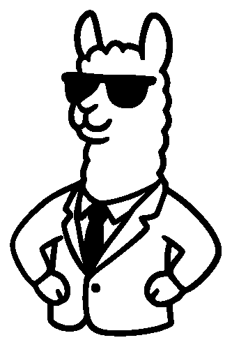 Logo Nest Found: llama con lentes de sol